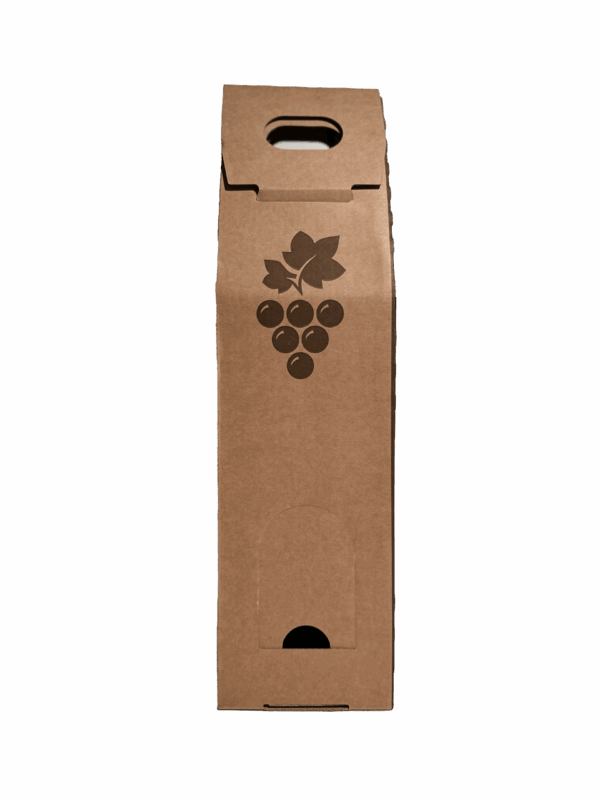 Carton en kraft pour bouteille de vin magnum avec motifs de vigne